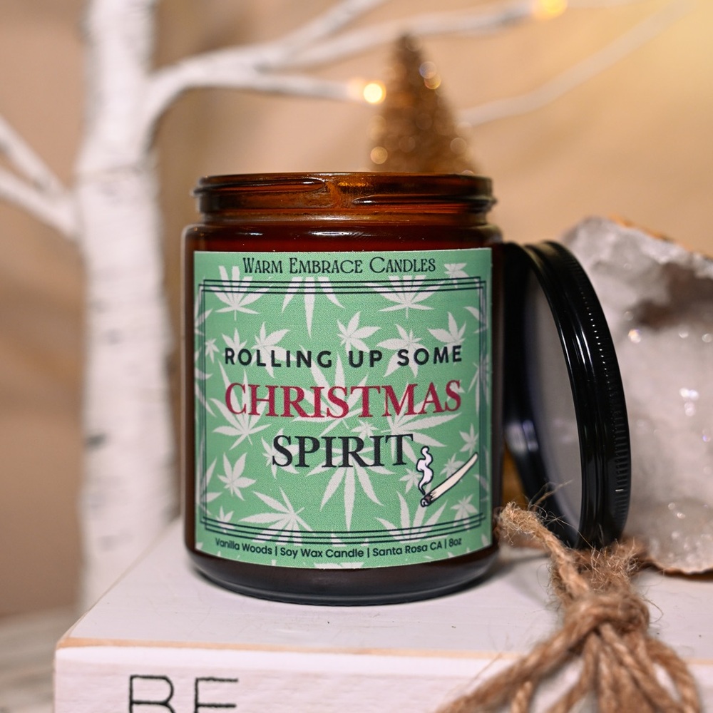 Funny Christmas Candle, Weed Lover Gift, Handmade Soy Wax Candle, Fun Gift, 8oz